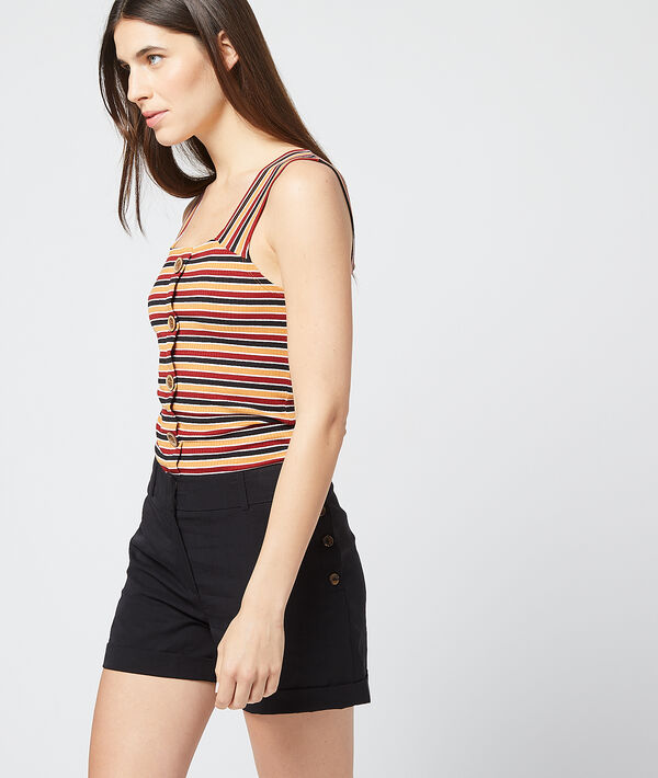 Short à boutons en tencel® noir.