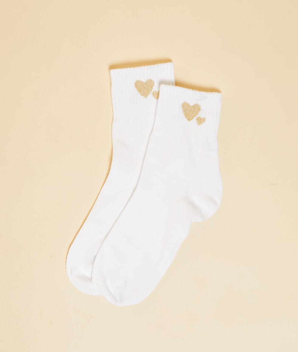 Chaussettes cœurs or.