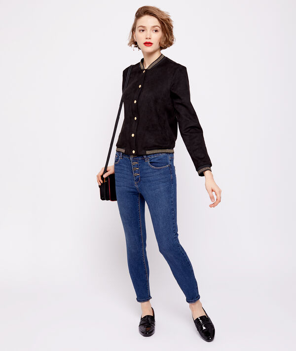 Blouson effet daim noir.
