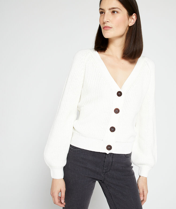 Gilet en grosse maille blanc.