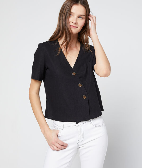 Blouse courte boutonnage asymétrique Blouse courte boutonnage asymétrique