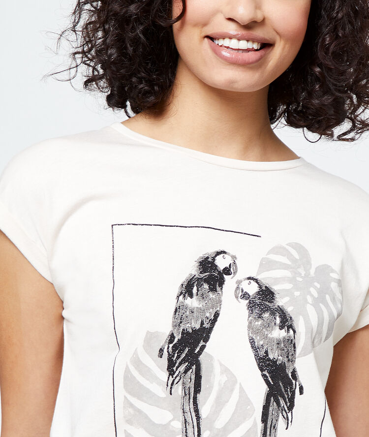 T-shirt sérigraphie beige rose.