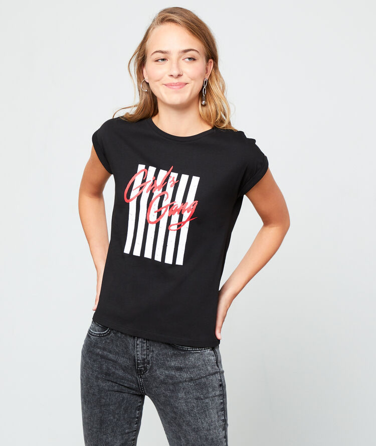 T-shirt "girl's gang" en coton bio noir.