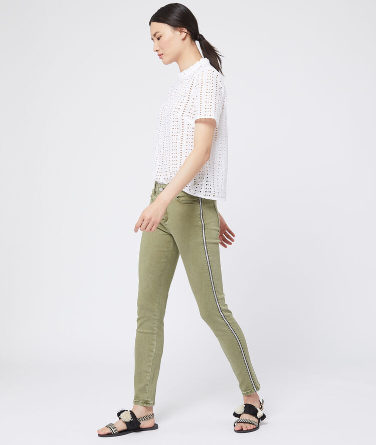 Pantalon slim à bandes latérales kaki.