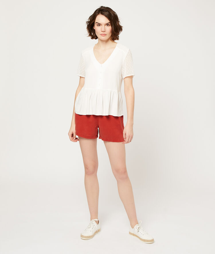 Blouse détails plumetis ecru.