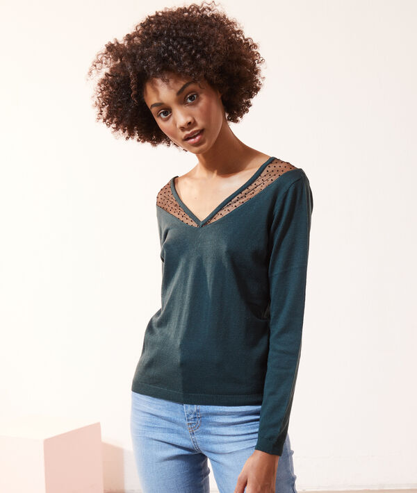 Pull maille fine détails tulle Pull maille fine détails tulle