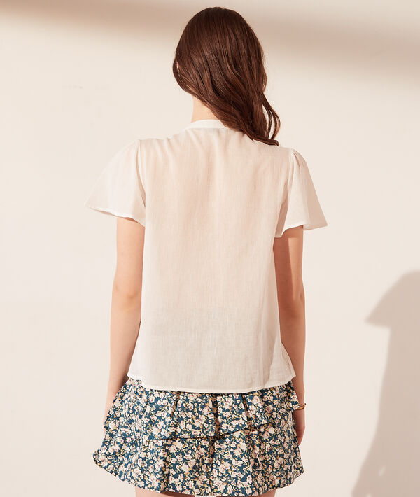 Chemise transparente manches courtes à volants Chemise transparente manches courtes à volants