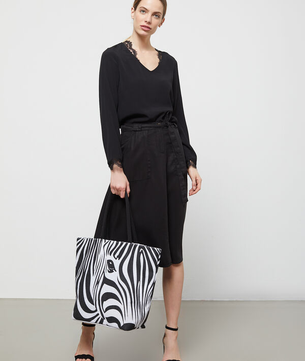 Sac cabas en jute à imprimé zèbre Sac cabas en jute à imprimé zèbre
