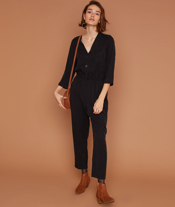 Combinaison boutonnée à broderies en tencel® Combinaison boutonnée à broderies en tencel®