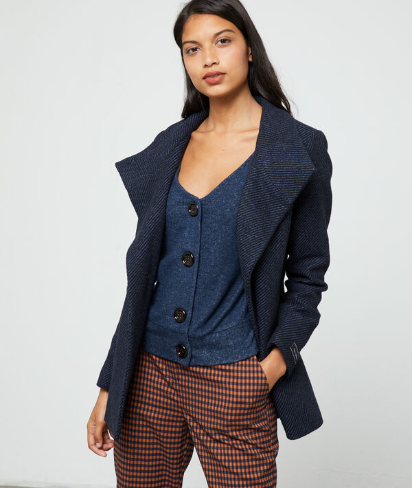 Manteau en laine mélangée marine.
