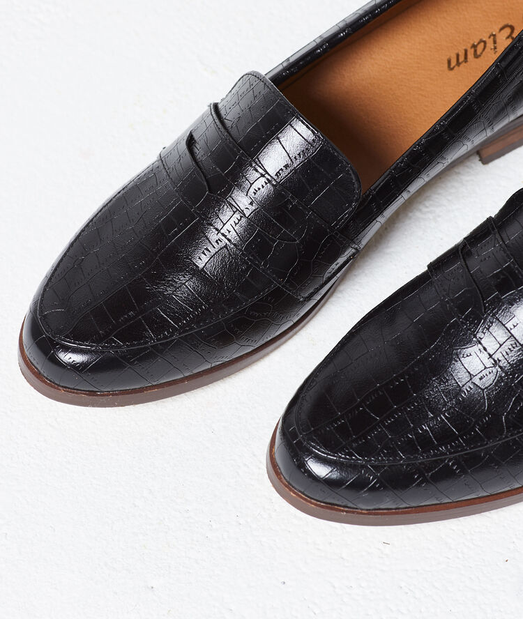 Mocassins effet croco noir.
