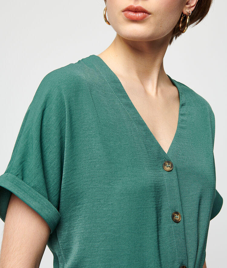 Robe boutonnée à nouer canard.