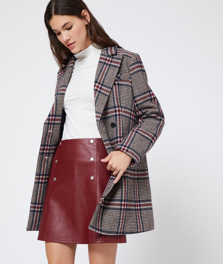 Manteau à motifs prince de galles marine.