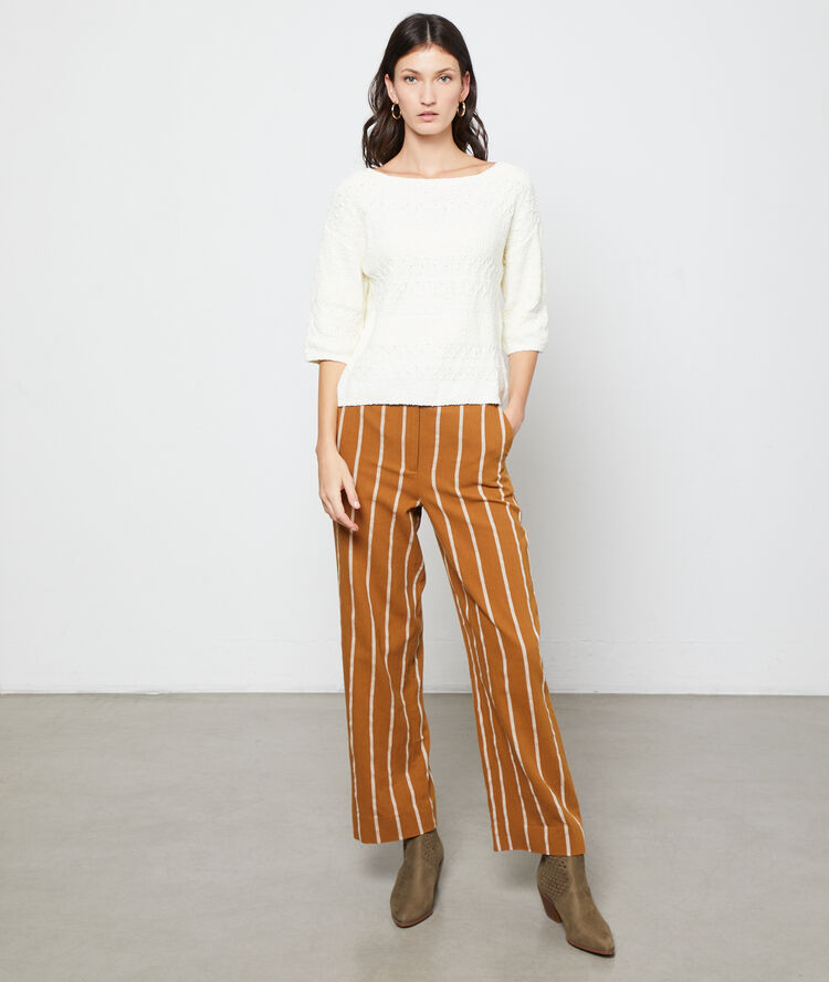 Pantalon large à rayures savane.