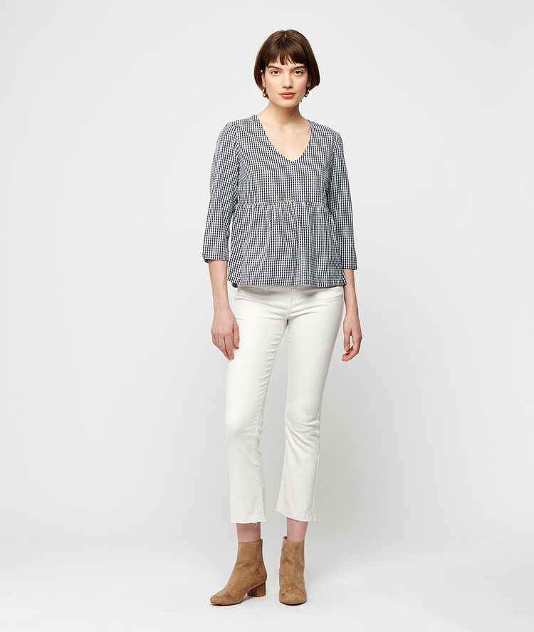 Blouse imprimé vichy noir.