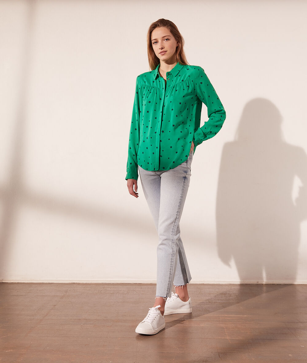 Chemise imprimé étoiles chlorophylle.