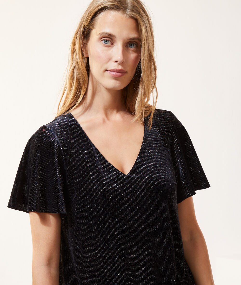 Robe droite pailletée noir.