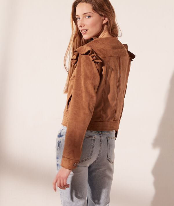 Veste effet daim manches à volants Veste effet daim manches à volants