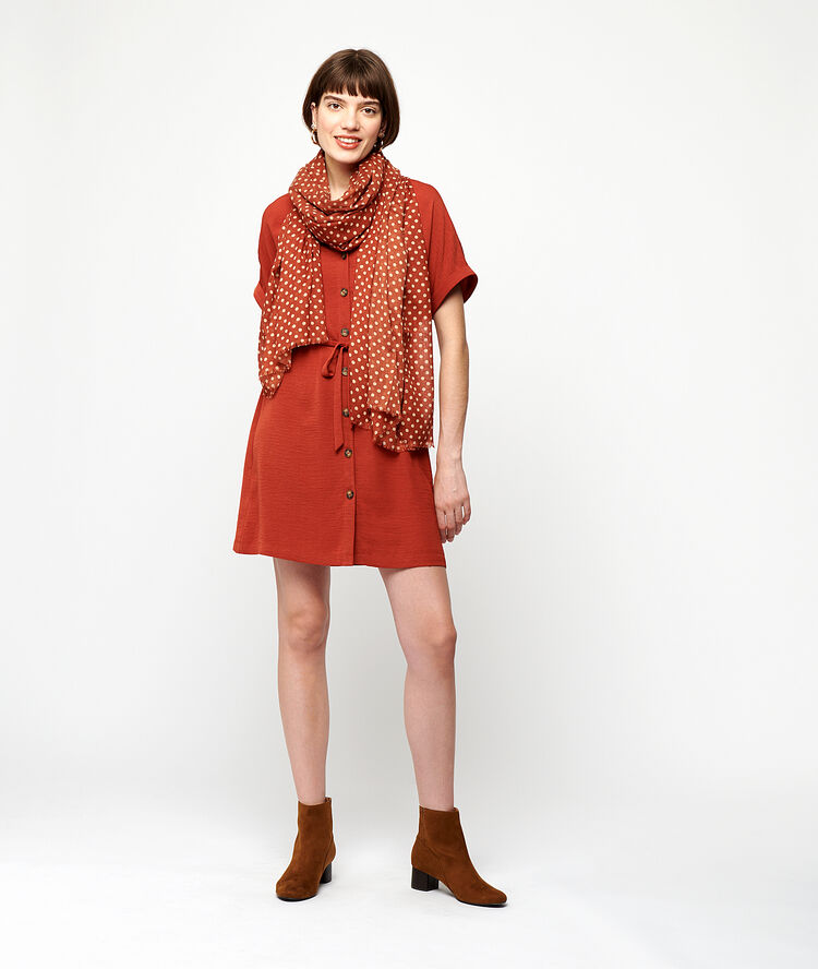 Foulard à pois brique.