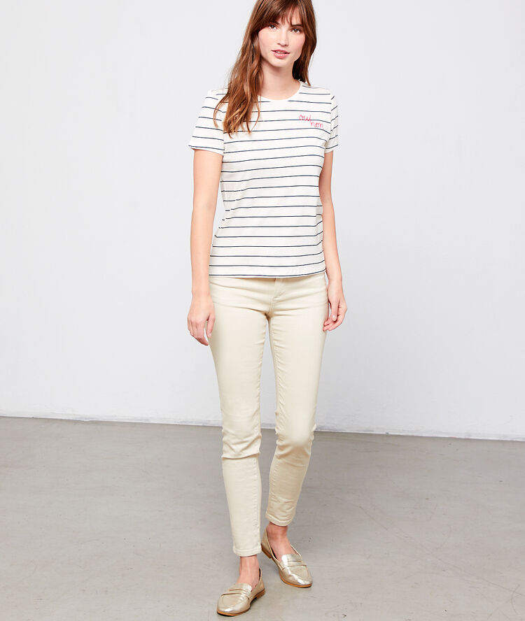 T-shirt marinière "oui-non" blanc.
