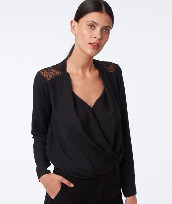 Blouse dos dentelle noir.
