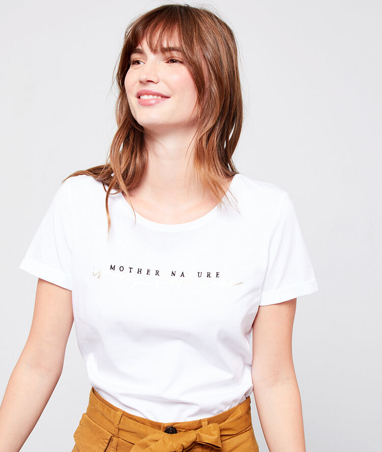 T-shirt "mother nature is my first love" blanc.