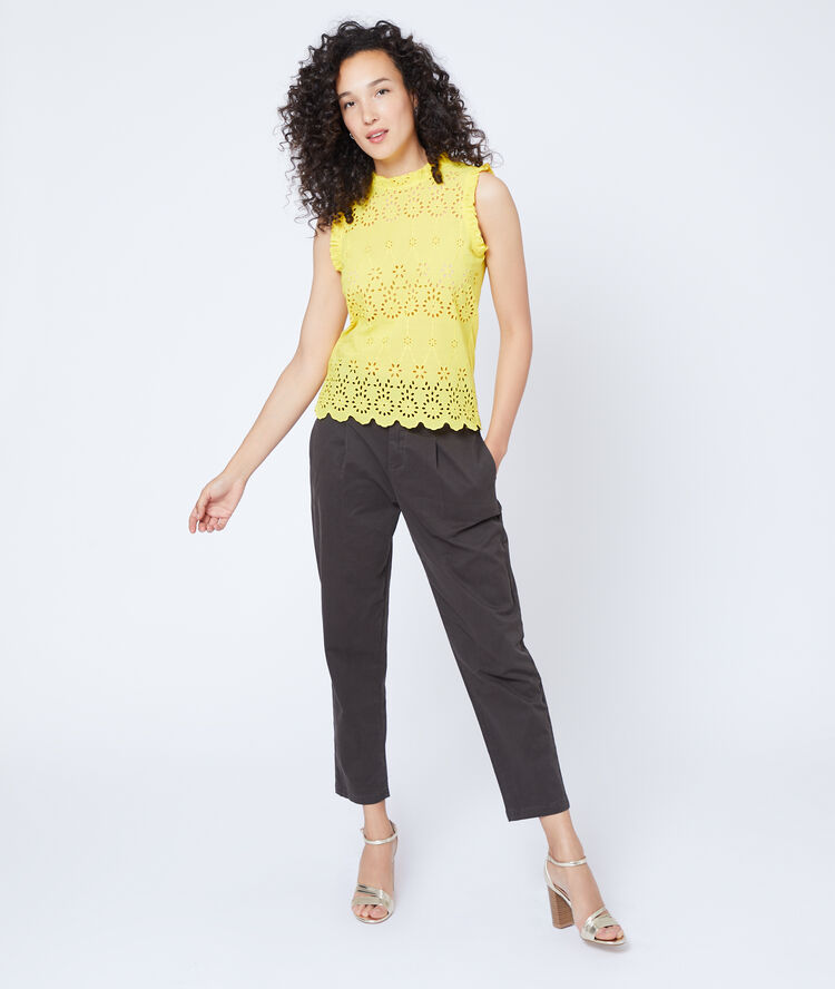 Top à broderie anglaise en coton lemon.
