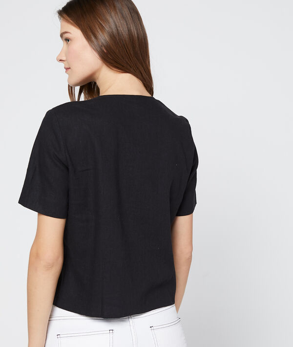 Blouse courte boutonnage asymétrique Blouse courte boutonnage asymétrique
