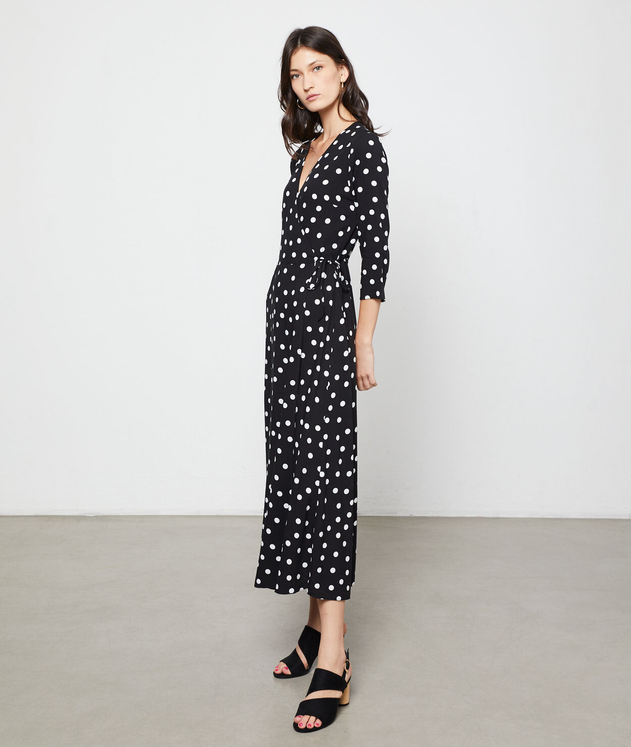 Robe longue à pois NOIR ETAM