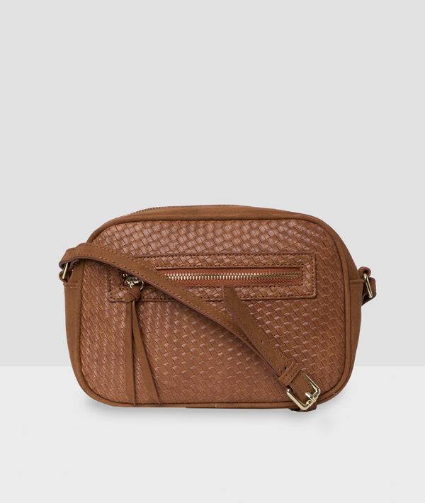 Sac besace zippé effet cuir orge.