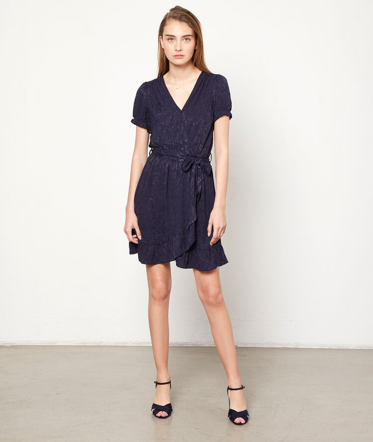 Robe cache-coeur imprimé léopard marine.