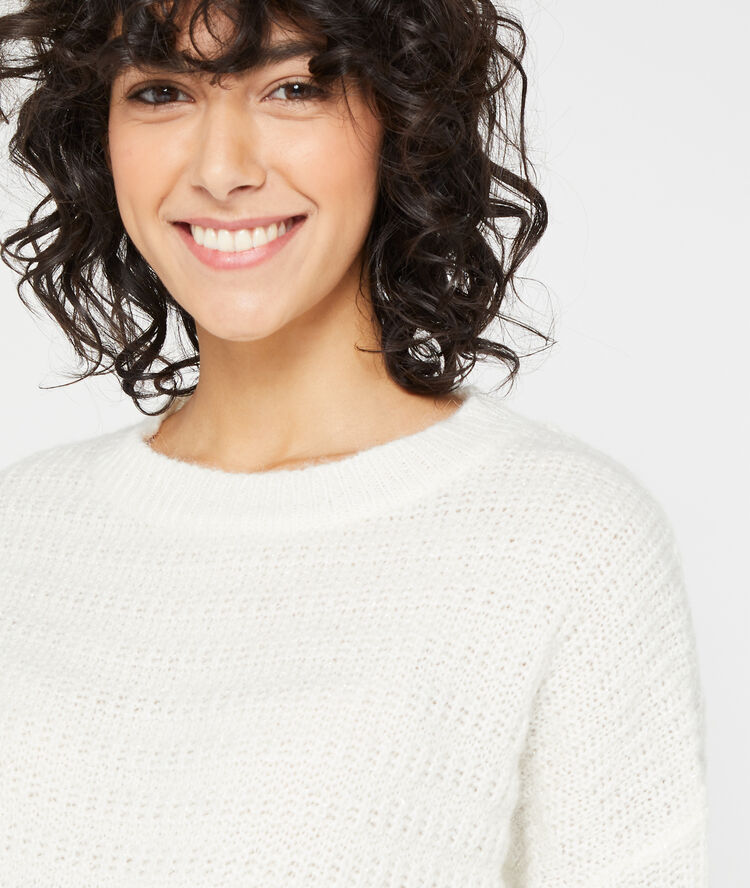 Pull en grosse maille ecru.