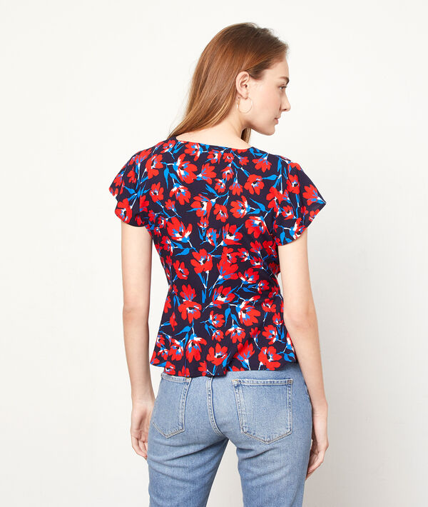 Blouse cache-coeur imprimé fleuri Blouse cache-coeur imprimé fleuri