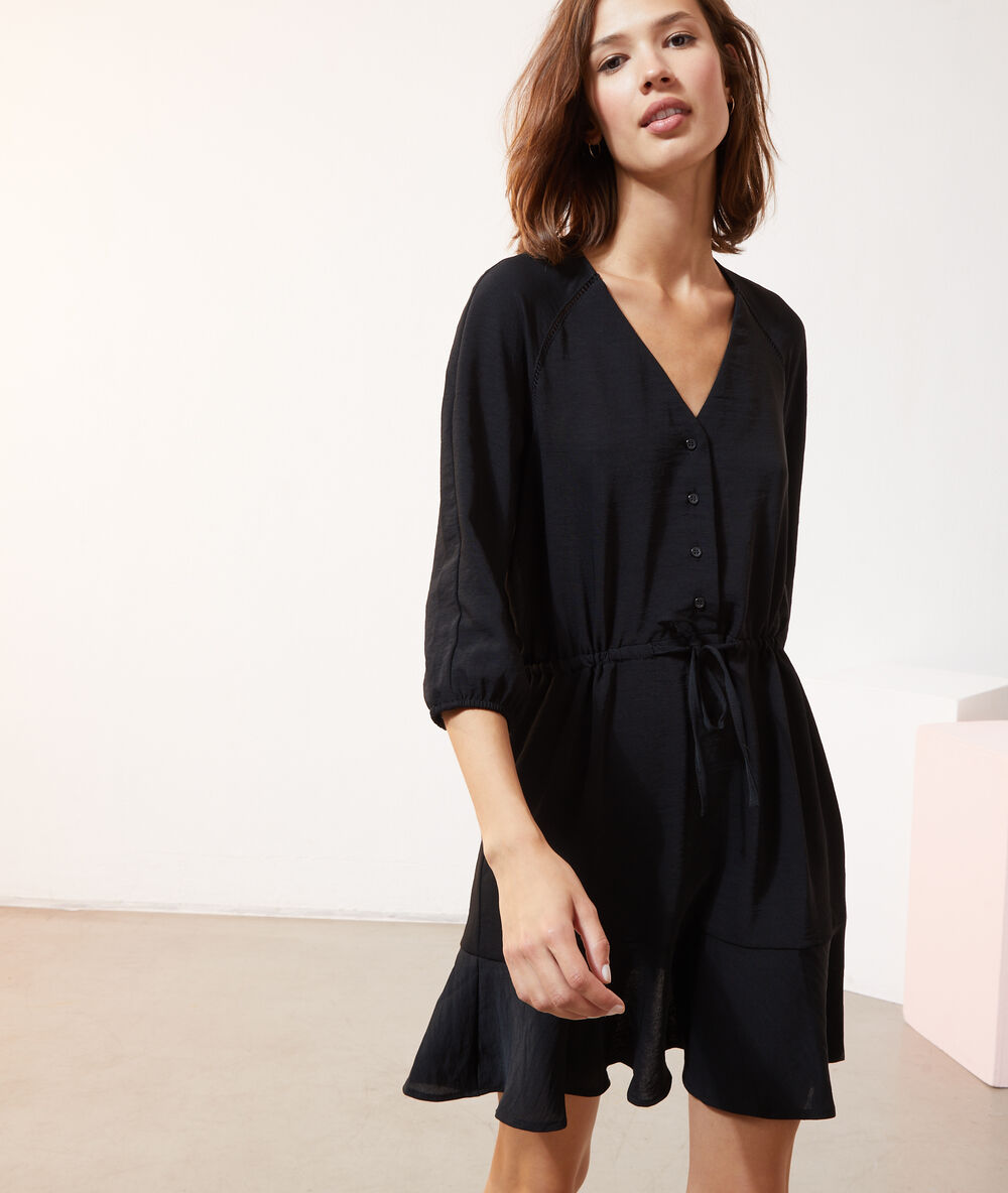 Robe fluide à nouer noir.