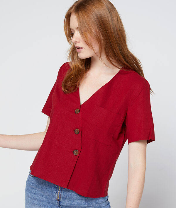 Blouse courte boutonnage asymétrique Blouse courte boutonnage asymétrique