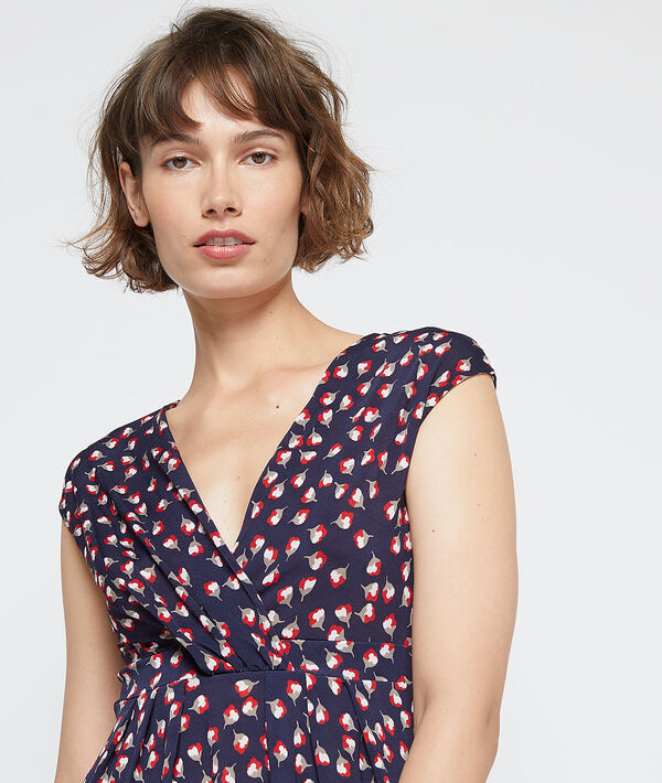 Robe à motifs fleurs marine.