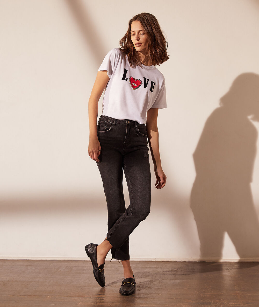 T-shirt "love" ecru.
