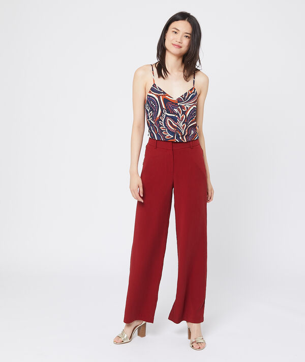 Pantalon large en tencel® grenat.