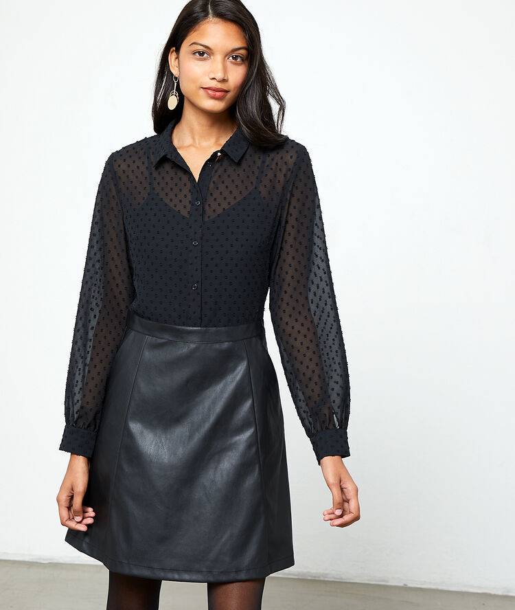 Robe bi-matière similicuir noir.