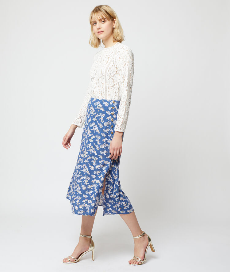 Jupe midi imprimé fleuri moonlight.
