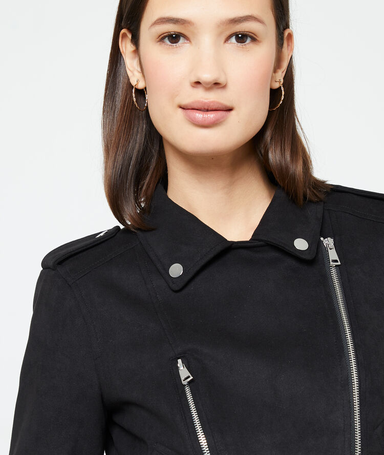 Veste de biker effet daim noir.