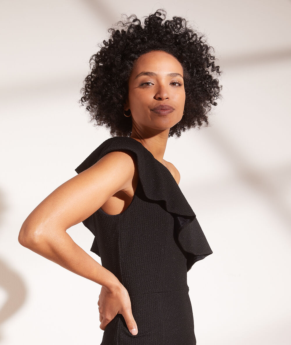 Robe pailletée 2 en 1 - brassière intégrée noir.