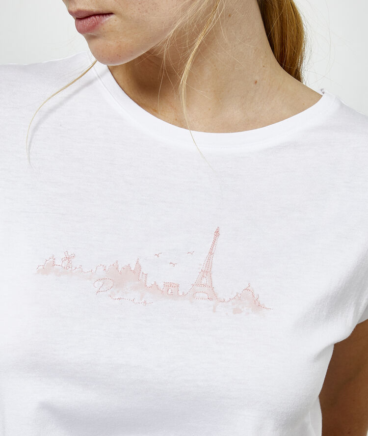 T-shirt à broderies blanc.