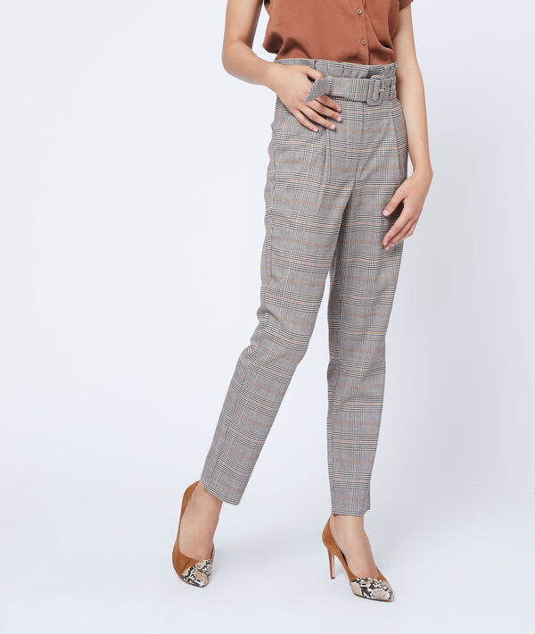 Pantalon carotte à motifs Prince de Galles Pantalon carotte à motifs Prince de Galles