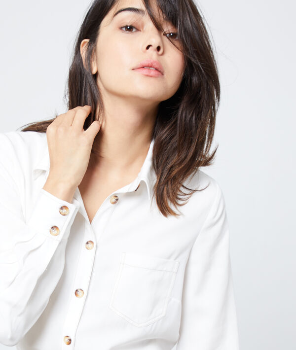 Chemise boutons ambrés en tencel® ecru.