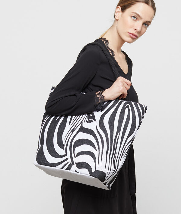 Sac cabas en jute à imprimé zèbre Sac cabas en jute à imprimé zèbre