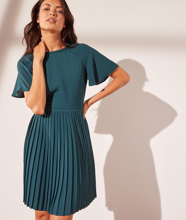 Robe plissée manches à volants Robe plissée manches à volants