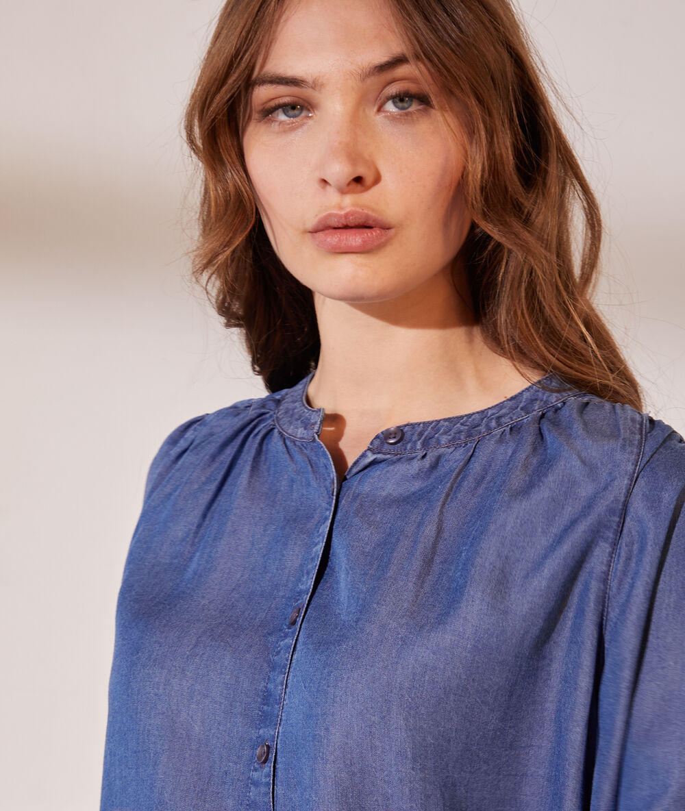 Chemise manches ballon delave sombre.