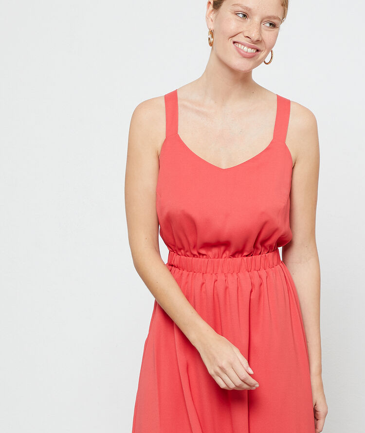 Robe dos croisé à nouer corail.