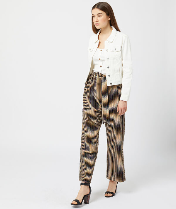 Pantalon large ceinturé à rayures Pantalon large ceinturé à rayures